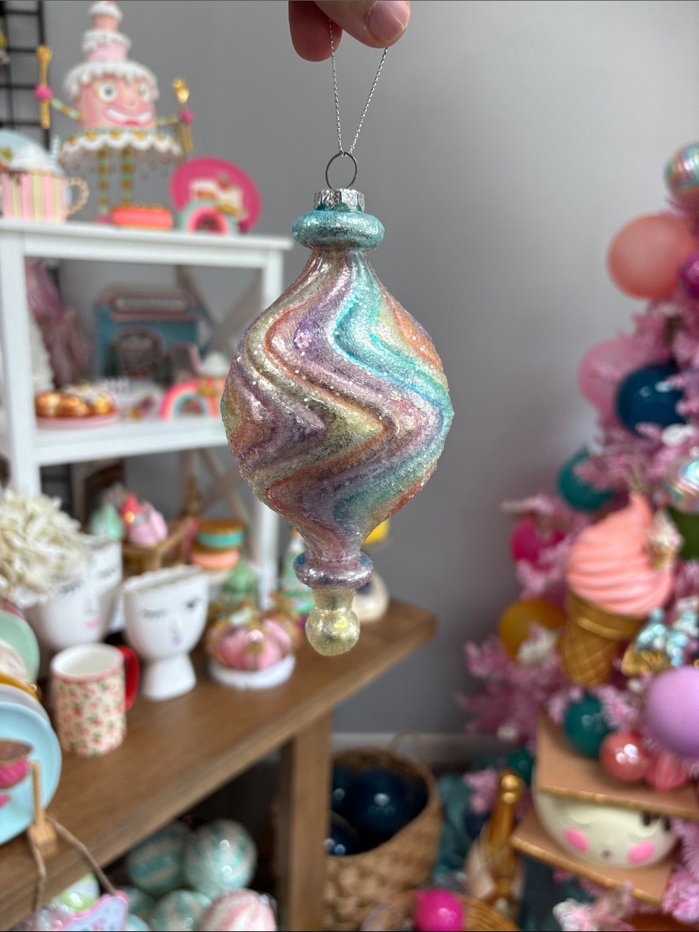 Pastel Swirl Holiday Ornament - Multicolor